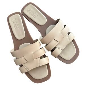 Seychelles Light Tan Leather Slide Sandals 11